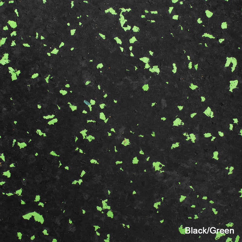 K&S International Flooring, PCR Rubber Flecks Floor Interlocking Tiles Black/Green