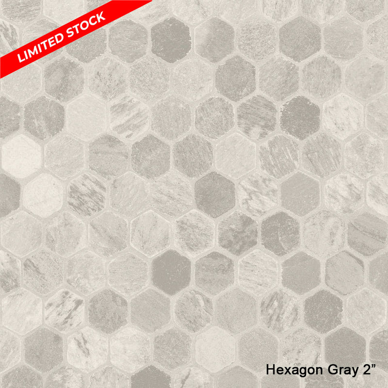 K&S International Flooring, Comfort Flex Luxury Vinyl Interlocking Tile, Hexagon Gray 2", Premium