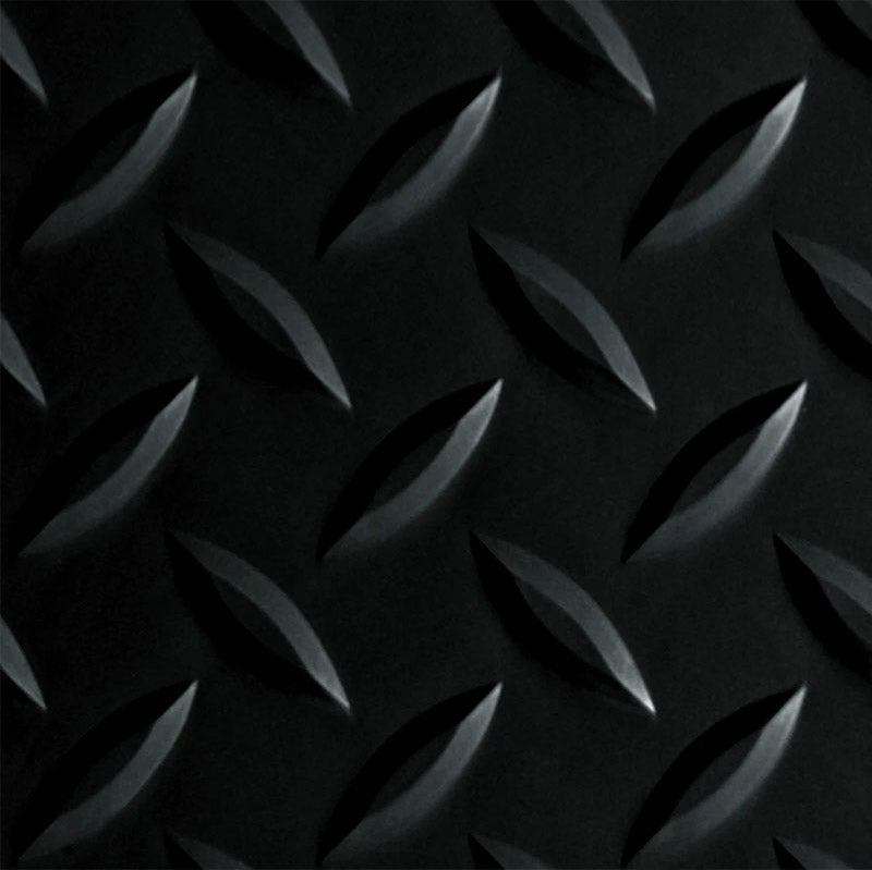 K&S International Flooring, Textured Rollable Flooring Vinyl Diamond Plate Pattern Black