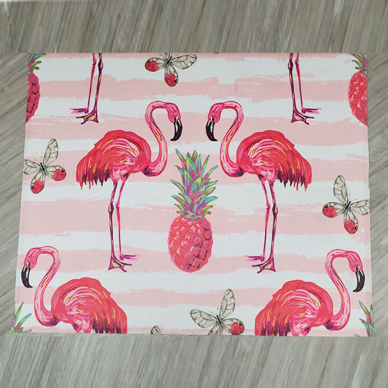 K&S International Flooring, Custom Printed Graphics Vinyl Rollable Floor Flamingos Pineapples Butterflies
