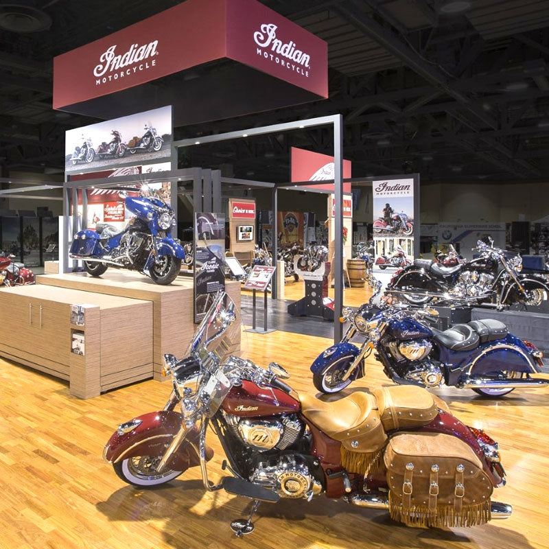 K&S International Flooring, Sierra Hardwood Collection Indian Motorcycle Tradeshow Floor